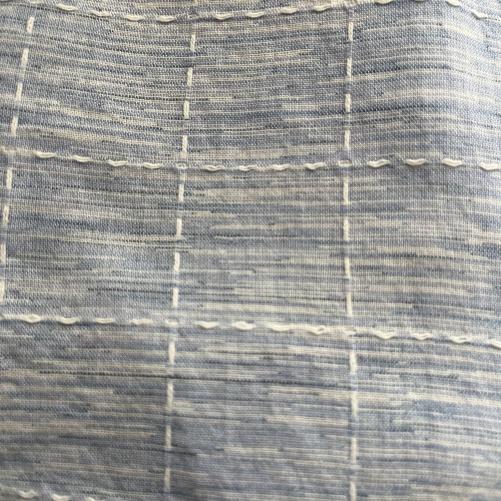 Talbots Sky Blue Roll-Sleeve Windowpane Cotton Blouse 1X - Picture 4 of 6